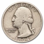1934-D Washington Quarter 40-Coin Roll Avg Circ